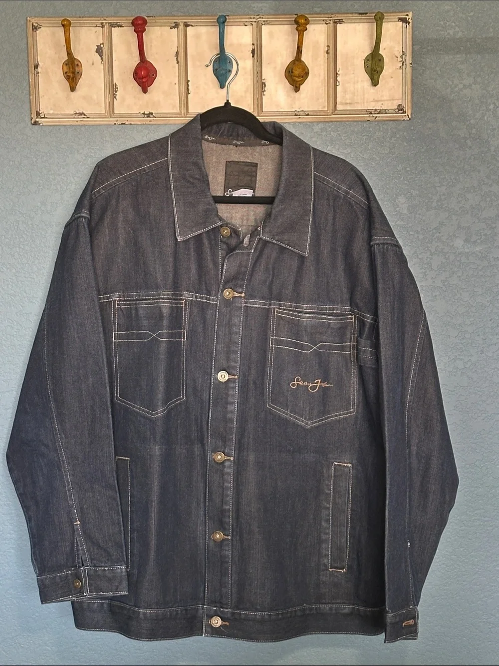 Sean John Dark Blue Denim Shirt Jacket